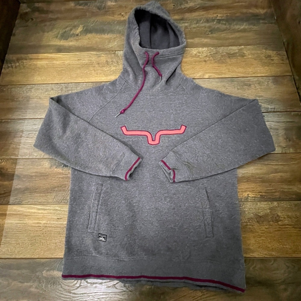 Kimes Ranch Gray Pink Longhorn Logo Crossover Hooded Sweatshirt Large Outdoor